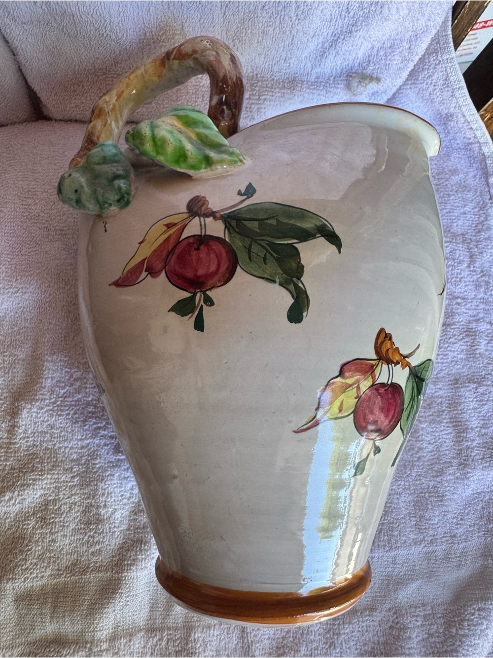 Apple Pattern Hand-Painted Ceramic Pitcher - Picture 2 of 6